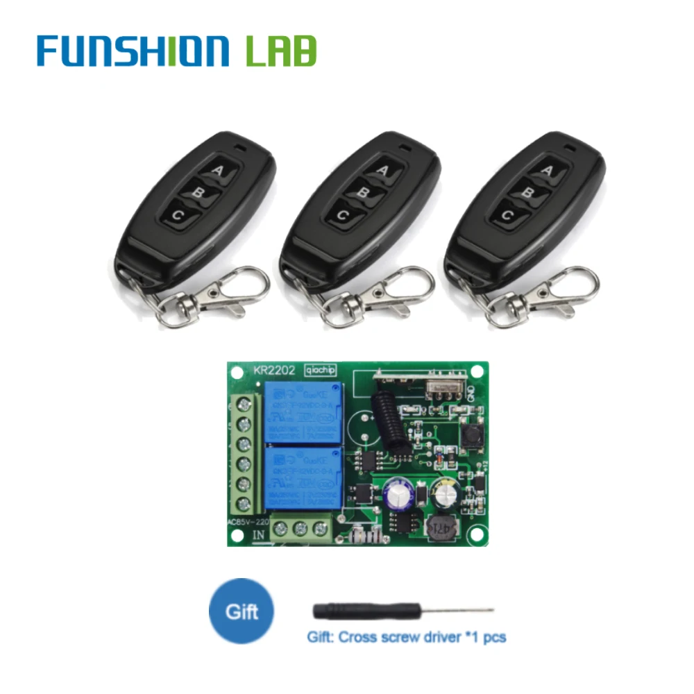 433Mhz AC 110V 220V 2CH Relay Receiver Module Transmitter Universal Wireless Remote Control Switch for Motor Lamp LED Light DIY
433Mhz AC 110V 220V 2CH Relay Receiver Module Transmitter Universal Wireless Remote Control Switch for Motor Lamp LED Light DIY