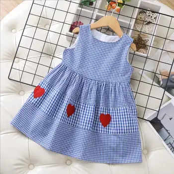 Girls Summer Blue Heart Plaid Preppy Style Dress Baby Girl Cute Cotton Sleeveless Dresses Children Clothing Wholesale
Girls Summer Blue Heart Plaid Preppy Style Dress Baby Girl Cute Cotton Sleeveless Dresses Children Clothing Wholesale