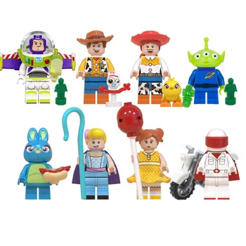 

Toys Story 4 Buzz Lightyear Woody Jessie Alien Ducky Bo Peep Bonnie Duke Caboom Building Blocks Model Figures Movie Toy