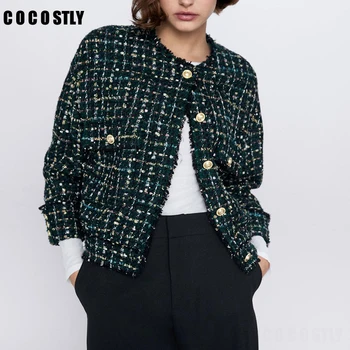 2020 Spring Autumn Vintage Plaid Tweed Jacket Women Metal Button Tassel Short Jacket Coat Female Outwear Tops Chaqueta Mujer
2020 Spring Autumn Vintage Plaid Tweed Jacket Women Metal Button Tassel Short Jacket Coat Female Outwear Tops Chaqueta Mujer
