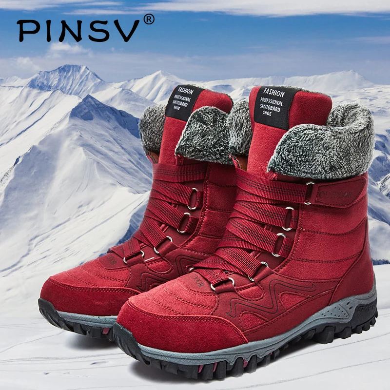 PINSV Ankle Winter Boots Women Suede Leather Black Snow Boots Women Warm Plush Women's Winter Shoes Couple Shoes Plus Size 35-42 
PINSV Ankle Winter Boots Women Suede Leather Black Snow Boots Women Warm Plush Women's Winter Shoes Couple Shoes Plus Size 35-42