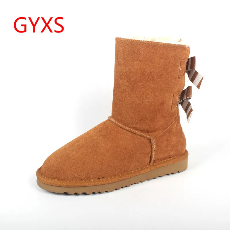 2019 new GYXS color belt bow middle snow boots leather warm winter boots women 
2019 new GYXS color belt bow middle snow boots leather warm winter boots women