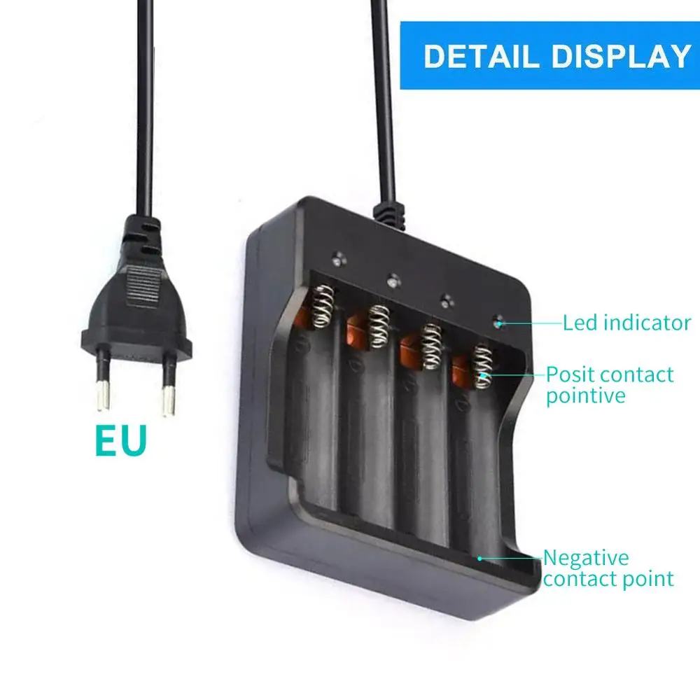 Rechargeable Li-ion Battery Charger Smart 4 Slots 18650 Battery Charger With LED Portable 18650 Charger US And EU Plug FS
Rechargeable Li-ion Battery Charger Smart 4 Slots 18650 Battery Charger With LED Portable 18650 Charger US And EU Plug FS