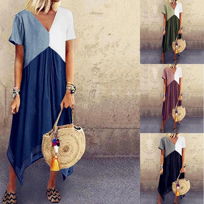2020 Women Casual Loose Dress Colors Summer Patchwork Boho Bow Camis Befree Maxi Dress Plus Sizes Big Large Dresses Robe Femme
2020 Women Casual Loose Dress Colors Summer Patchwork Boho Bow Camis Befree Maxi Dress Plus Sizes Big Large Dresses Robe Femme