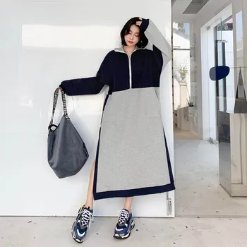 2020 New Spring Autumn American Style Women Sweatshirts Dress Long Sleeve Turtleneck Collar Hit Color Hide Side Slit Hoodies 5XL
2020 New Spring Autumn American Style Women Sweatshirts Dress Long Sleeve Turtleneck Collar Hit Color Hide Side Slit Hoodies 5XL