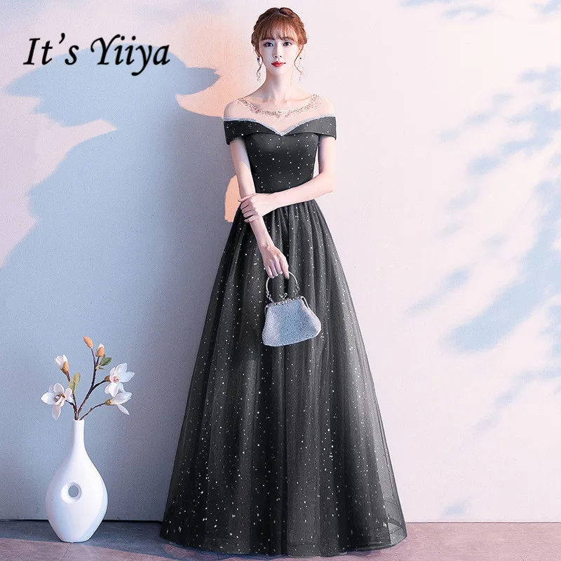 Evening Dresses Black It's Yiiya R293 Shining O-neck Floor Length Evening Dress A-Line Short Sleeve Formal Vestidos De Fiesta
Evening Dresses Black It's Yiiya R293 Shining O-neck Floor Length Evening Dress A-Line Short Sleeve Formal Vestidos De Fiesta
