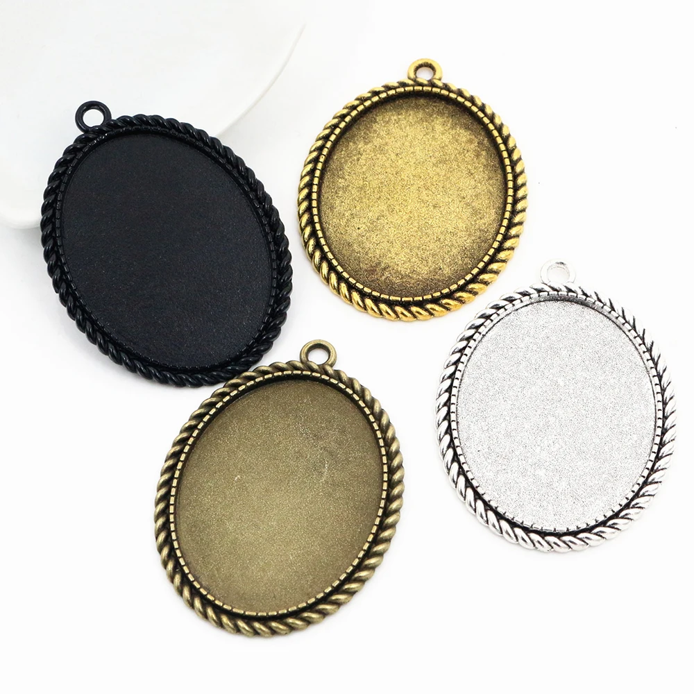 

New Fashion 5pcs 30x40mm Inner Size 4 Colors Plated Simple Style Cabochon Base Setting Pendant