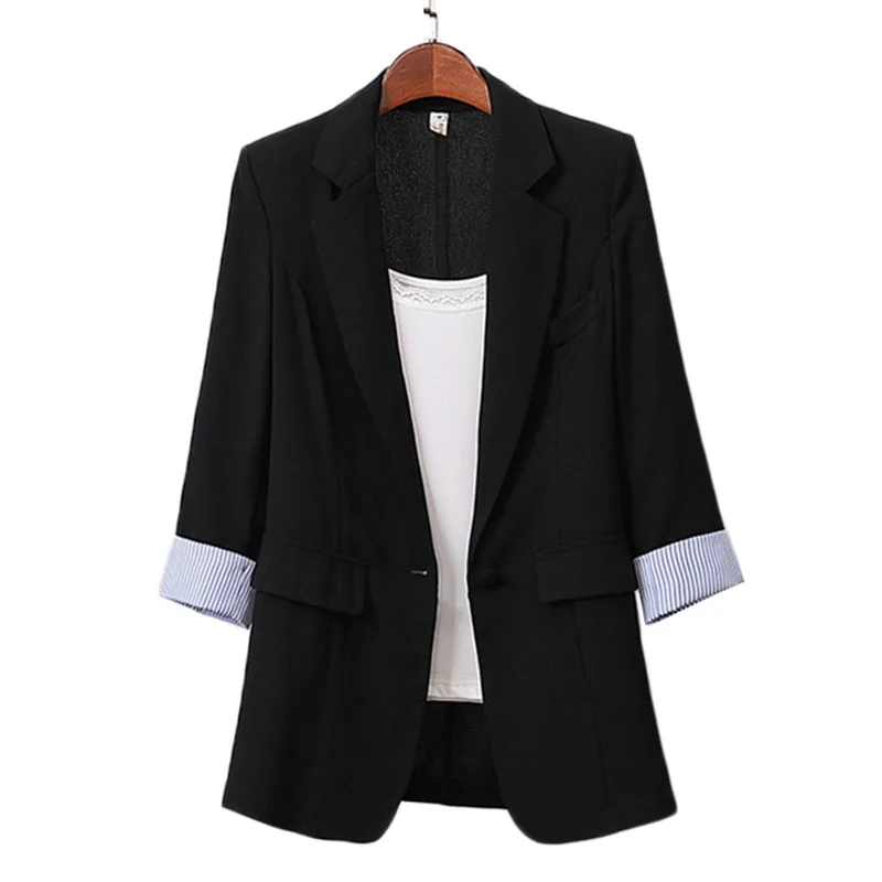 Spring Summer Women Blazers Coat New Single Button Seven-point Sleeve Blazer Fashion Large Size Lady Office Suit Jacket Tops 351
Spring Summer Women Blazers Coat New Single Button Seven-point Sleeve Blazer Fashion Large Size Lady Office Suit Jacket Tops 351