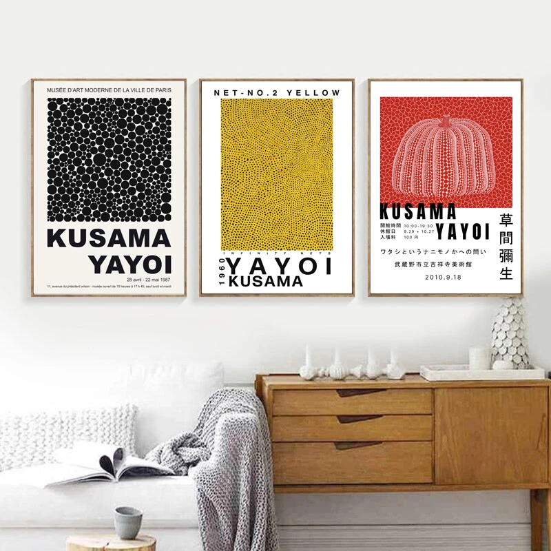 

Yayoi Kusama Artwork Exhibition Posters and Prints Gallery Wall Art Pictures Museum Canvas Painting for Living Room Home Decor
