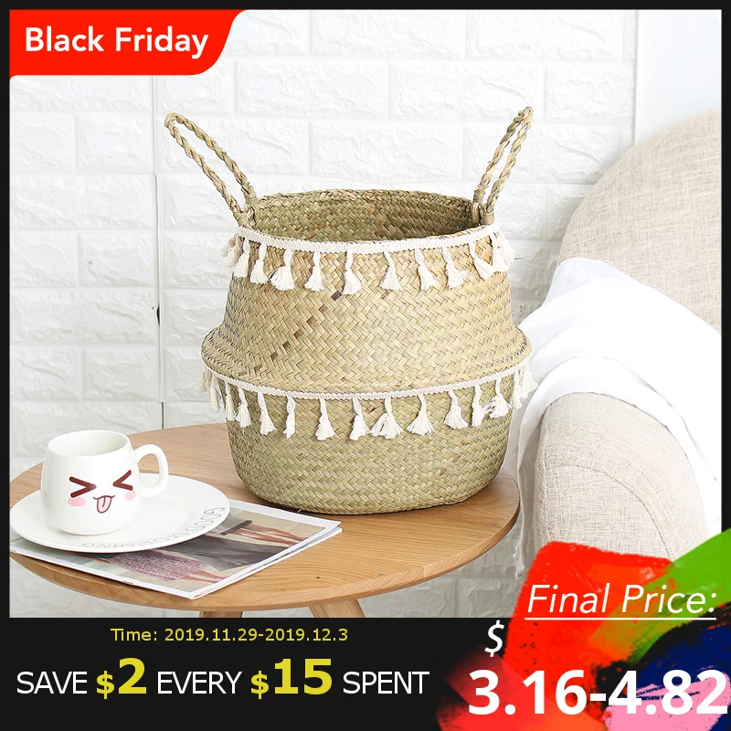 bamboo storage baskets seagrass wicker basket garden flower pot