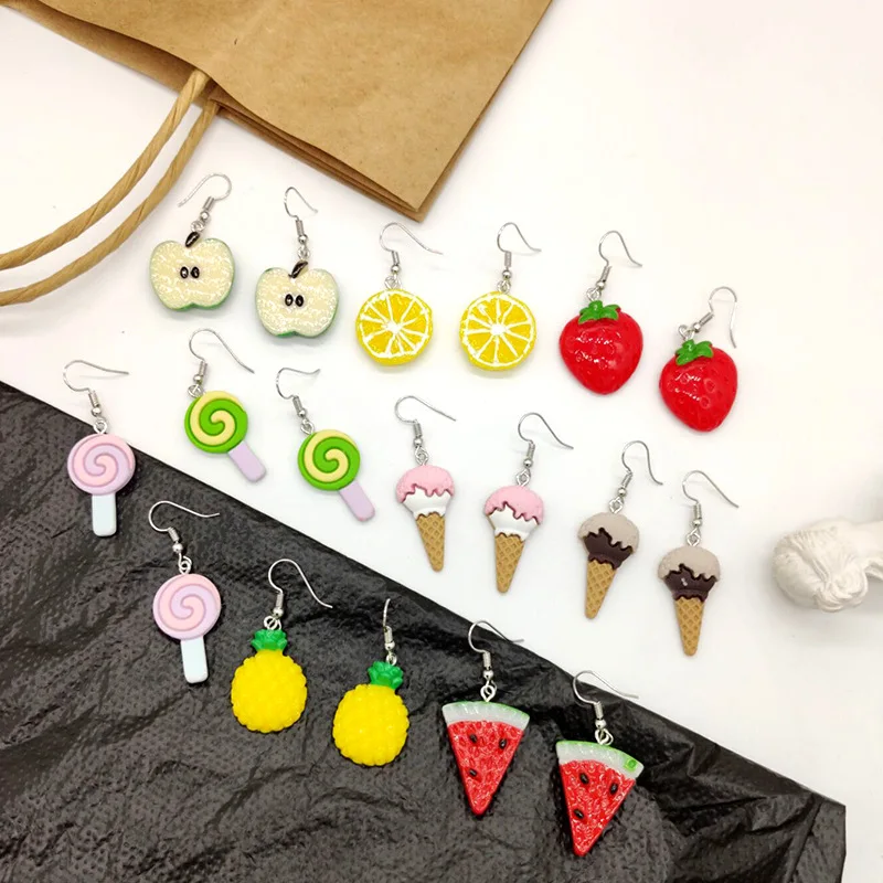 Summer Simple Cartoon Small Fruit Apple Lemon Ice Cream Taste Cute Drop Earrings for Girl Women Fashion Jewelry Accessories
Summer Simple Cartoon Small Fruit Apple Lemon Ice Cream Taste Cute Drop Earrings for Girl Women Fashion Jewelry Accessories