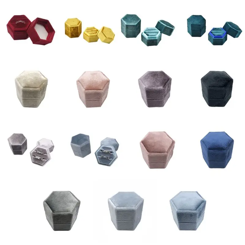 Hexagon Velvet Ring Box Double Ring Display Holder with Detachable Lid Ring Box Holder for Wedding Ceremony(Wine Red)
Hexagon Velvet Ring Box Double Ring Display Holder with Detachable Lid Ring Box Holder for Wedding Ceremony(Wine Red)