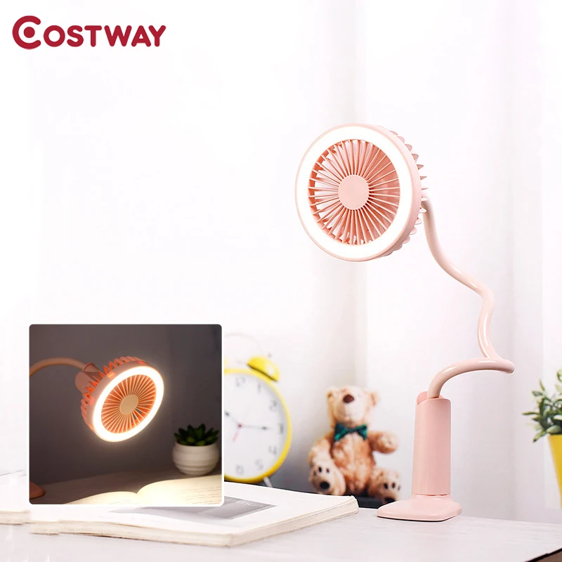 COSTWAY Portable 2 Speed Adjustable Table Clip Handy Small Fan LED Light USB Rechargeable Desk Desktop Cooling Mini Fan Home
COSTWAY Portable 2 Speed Adjustable Table Clip Handy Small Fan LED Light USB Rechargeable Desk Desktop Cooling Mini Fan Home