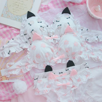 Kawaii Cat Ear Bra & Panties Set Japanese Sweet Lovely Lolita Bow Cat Claw Printed Underwear Set Anime Cosplay Sexy Women
Kawaii Cat Ear Bra & Panties Set Japanese Sweet Lovely Lolita Bow Cat Claw Printed Underwear Set Anime Cosplay Sexy Women