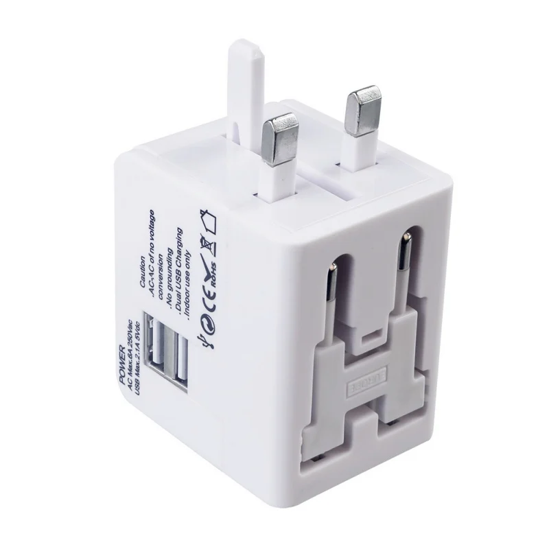 Global Pass Travel Adaptor 2.1A Dual USB Plug Multifunction Conversion Smart Streaming Universal Converter All In One | Электроника