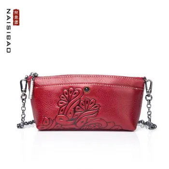 

NAISIBAO 2019 New Genuine Leather women handbags famous brand top Cowhide Embossed bag Fashion Luxury Women Shoulder bag