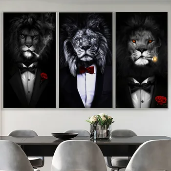 Smoking Black Lion In A Suit Canvas Print Painting Art On Wall Decor Poster And Prints Animal Picture For Living Room Decoration 
Smoking Black Lion In A Suit Canvas Print Painting Art On Wall Decor Poster And Prints Animal Picture For Living Room Decoration