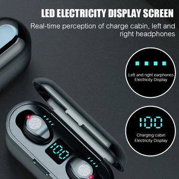 TWS Wireless Bluetooth 5.0 Earphone F9 Headset Earbuds Touch Control LED Display With 2000mAh Power Bank with Microphone Headset
TWS Wireless Bluetooth 5.0 Earphone F9 Headset Earbuds Touch Control LED Display With 2000mAh Power Bank with Microphone Headset