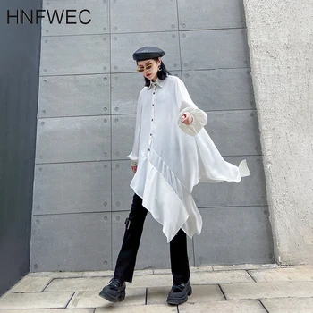 Women Black Asymmetrical Chiffon Blouse New Lapel Long Sleeve Loose Fit Shirt Fashion Tide Spring Autumn 2020 V789 
Women Black Asymmetrical Chiffon Blouse New Lapel Long Sleeve Loose Fit Shirt Fashion Tide Spring Autumn 2020 V789