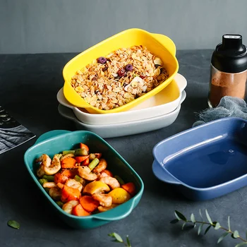 North European two handle baking tray oven plate family ceramic plate Nordic ceramic plate large cheese salad meal plate deep
North European two handle baking tray oven plate family ceramic plate Nordic ceramic plate large cheese salad meal plate deep