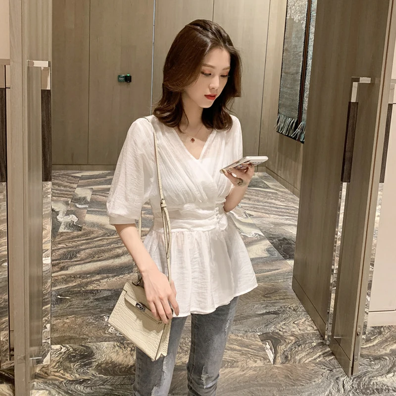 2019 Fashion Autumn V neck Blouse shirts women Lantern Half sleeve Slim Waist Tops Elegant Sexy Office Work Blouses Black White
2019 Fashion Autumn V neck Blouse shirts women Lantern Half sleeve Slim Waist Tops Elegant Sexy Office Work Blouses Black White