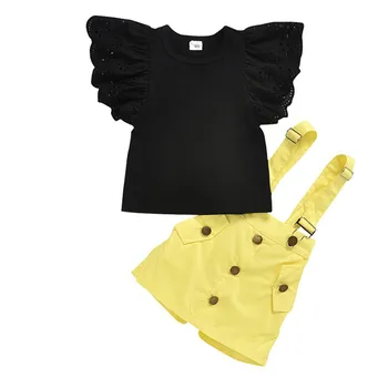 2020 Summer Baby Kids Girl Flare Sleeve Tops Solid Yellow Color Strap Skirt Suit Fashion Outfits Clothes Set
2020 Summer Baby Kids Girl Flare Sleeve Tops Solid Yellow Color Strap Skirt Suit Fashion Outfits Clothes Set