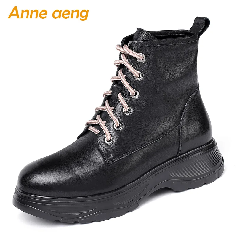 2019 New Winter Genuine Leather Women Ankle Boots Middle Heel Round Toe Lace-Up Casual Women Platform Shoes Black Martins Boots
2019 New Winter Genuine Leather Women Ankle Boots Middle Heel Round Toe Lace-Up Casual Women Platform Shoes Black Martins Boots