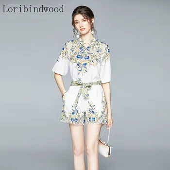 Summer Runway Vacation Shorts Suits Women's Floral Print Single-Breasted Stand Shirt Top + Belted Wide Leg Shorts 2 Pieces Sets
Summer Runway Vacation Shorts Suits Women's Floral Print Single-Breasted Stand Shirt Top + Belted Wide Leg Shorts 2 Pieces Sets