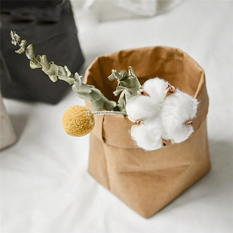 Washable kraft paper bag plant flower pot multifunctional portable simple home garden storage bag save space reuse