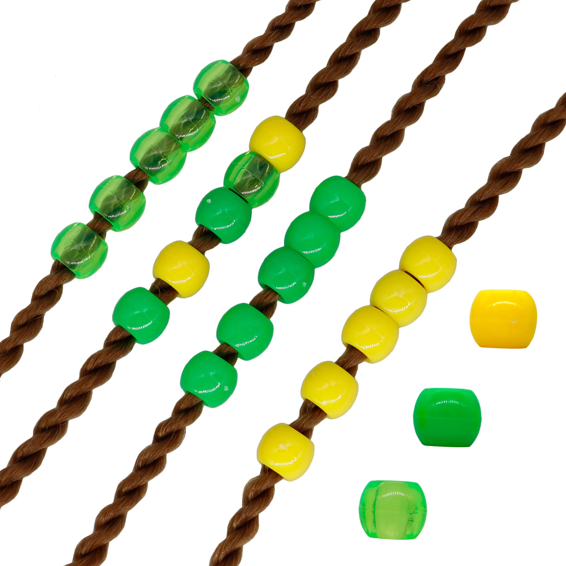 Фото 50Pcs/Bag 12mm Green Hair Beads 5.5mm Big Hole Dreadlock For Jumbo Braid Accessories | Шиньоны и парики