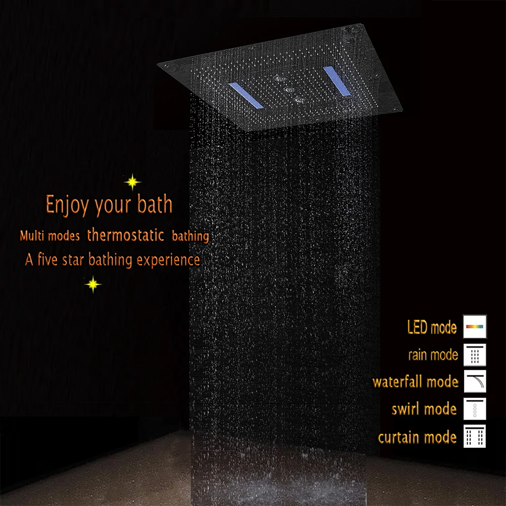 Multifunctions Shower Head LED Ceiling Mounted Inch 31.5"x31.5" Top Spray Square SUS304 Stainless Steel Luxury Big Overhead
Multifunctions Shower Head LED Ceiling Mounted Inch 31.5"x31.5" Top Spray Square SUS304 Stainless Steel Luxury Big Overhead
