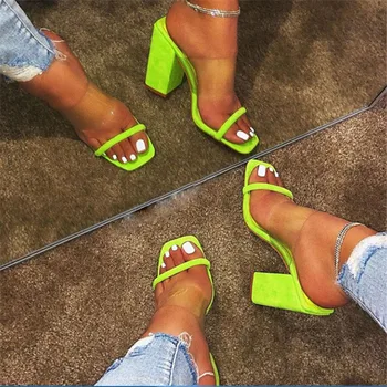 Women Transparent Sandals Ladies High Heel Slippers Candy Color Open Toes Thick Heel Fashion Female Slides Summer Shoes 
Women Transparent Sandals Ladies High Heel Slippers Candy Color Open Toes Thick Heel Fashion Female Slides Summer Shoes