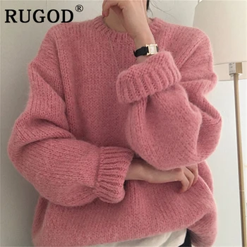 RUGOD Vintage solid women sweater Korean chic round neck long sleeve knitted pullovers femme 2019 Fashion thicken winter sweater
RUGOD Vintage solid women sweater Korean chic round neck long sleeve knitted pullovers femme 2019 Fashion thicken winter sweater