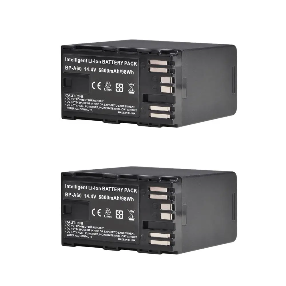 

2PCS 6800mAh 14.4V BPA60 BP-A60 Battery for Canon EOS C200 C200B C220B C300 MK II BP-A30 BP-A90