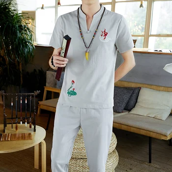 2020 NEW thin summer linen set cotton men T-shirt slim short-sleeved solid color casual large size pants M-5XL
2020 NEW thin summer linen set cotton men T-shirt slim short-sleeved solid color casual large size pants M-5XL
