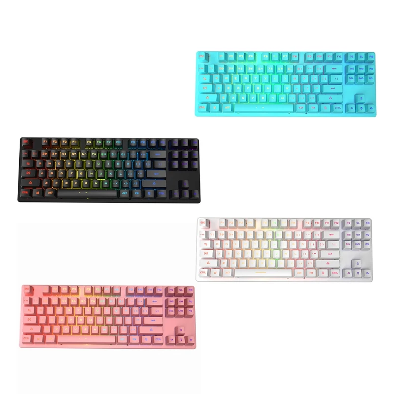 

P8DC 87 Key Mechanical Gaming Keyboard Green Shaft USB Wired With LED RGB Backlight Two-Color Injection Birthday Gift