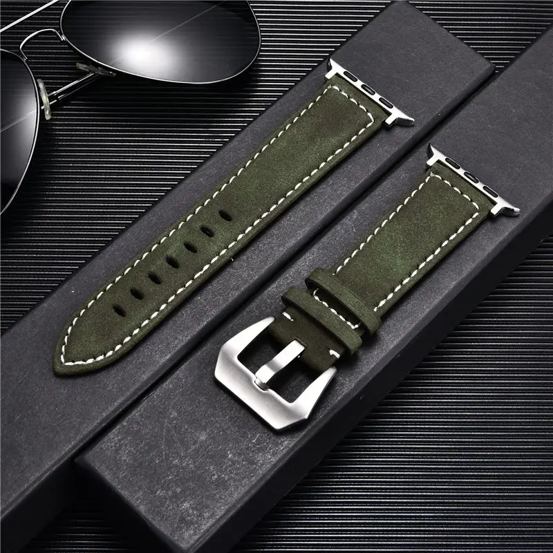 

Retro Straps For Apple Watch Series 6 5 4 3 2 SE Rough Watchbands 44mm 40mm 42mm 38mm Leather Watchband Bracelet For Iwatch