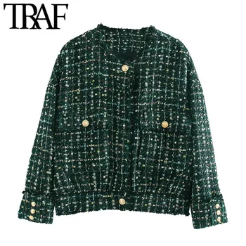 TRAF Women Fashion With Buttons Frayed Tweed Jacket Coat Vintage O Neck Long Sleeve Pockets Female Outerwear Chic Tops
TRAF Women Fashion With Buttons Frayed Tweed Jacket Coat Vintage O Neck Long Sleeve Pockets Female Outerwear Chic Tops