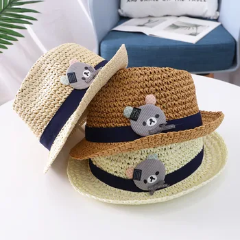 Fashion Baby hats Cartoon bear children straw hats boys and girls sun hats 2020 summer new out casual sun hats caps 1-3 years 
Fashion Baby hats Cartoon bear children straw hats boys and girls sun hats 2020 summer new out casual sun hats caps 1-3 years