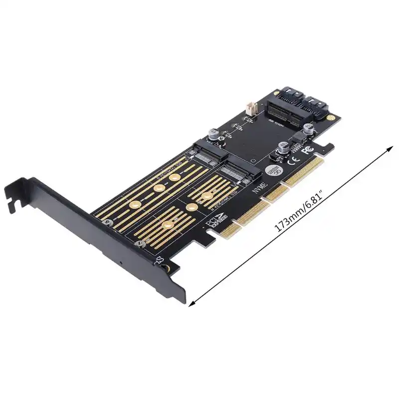 Переходник PCI E 3 в 1 для M.2 SSD PCIE к M2 адаптер Райзер с M ключом B Key mSATA 2 x 7Pin SATA порт NVME