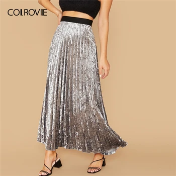 COLROVIE Grey Contrast Waist Velvet Pleated Skirt Women Pleated Maxi Skirt 2020 Spring Glamorous High Waist Ladies Skirts
COLROVIE Grey Contrast Waist Velvet Pleated Skirt Women Pleated Maxi Skirt 2020 Spring Glamorous High Waist Ladies Skirts