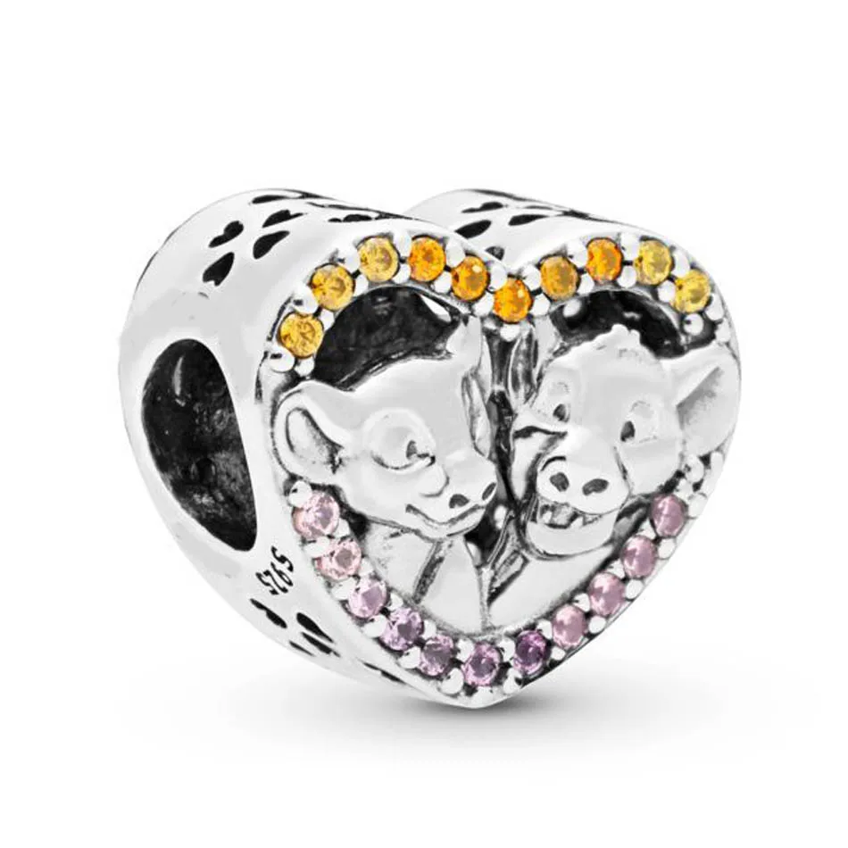 Original 925 Sterling Silver Bead Diney, Sparkling Simba And Nala Heart Charm Fit Pandora Bracelet & Necklace Diy Jewelry
Original 925 Sterling Silver Bead Diney, Sparkling Simba And Nala Heart Charm Fit Pandora Bracelet & Necklace Diy Jewelry