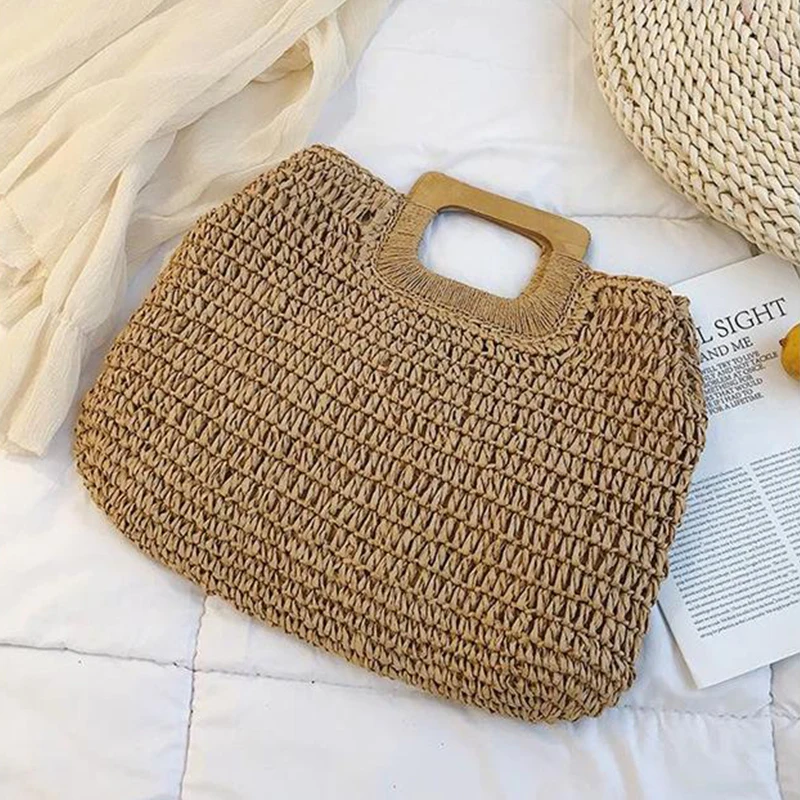 Gusure Large Rattan Tote - Wicker Woven Summer Travel Shoulder Bag 3 H26aec6e1aa804352a3759c54f9e35619W