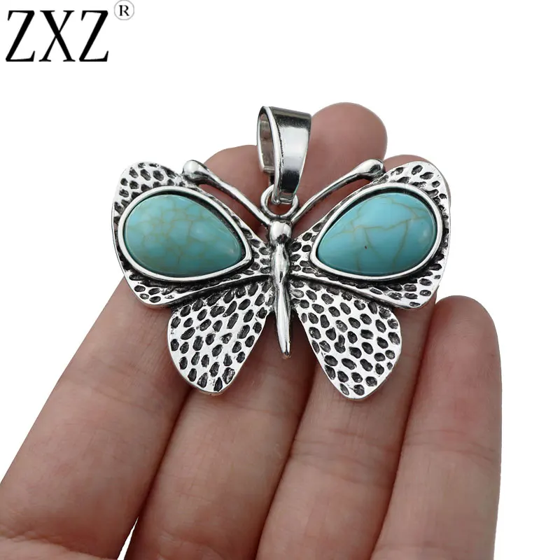 ZXZ 2pcs Tibetan Sliver Butterfly & Imitation Stone Charms Pendants for DIY Necklace Jewelry Making Accessories 45x50mm
ZXZ 2pcs Tibetan Sliver Butterfly & Imitation Stone Charms Pendants for DIY Necklace Jewelry Making Accessories 45x50mm