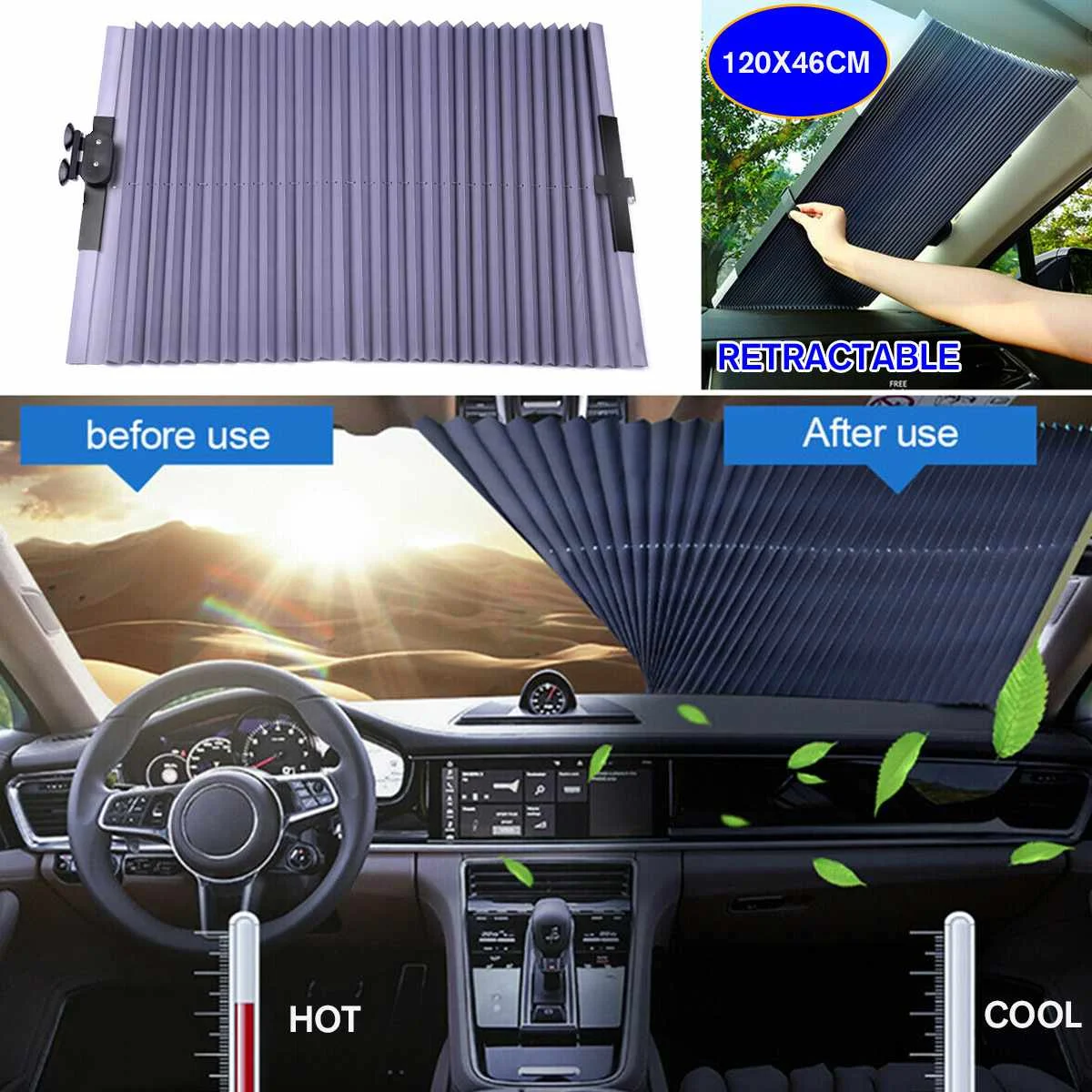 Car Window Sunshade Retractable Foldable Windshield Sunshade Cover Shield Curtain Auto Sun Shade Block Anti-UV Car Window Shade
Car Window Sunshade Retractable Foldable Windshield Sunshade Cover Shield Curtain Auto Sun Shade Block Anti-UV Car Window Shade