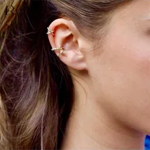 ROXI 1Pair nit Spike klip na kolczyki proste Ear Cuff nie przebite kolczyki poziom hałasu pierścień 925 srebro srebrne kolczyki dla kobiet(China)