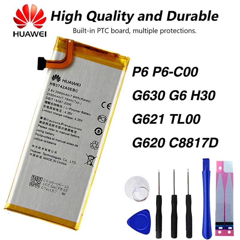Original Huawei HB3742AOEBC Phone Battery For Huawei P6 P6-C00 P6-U06 P6-T00 P6-C00 G630 G6 G621 TL00 G620 C8817D H30
Original Huawei HB3742AOEBC Phone Battery For Huawei P6 P6-C00 P6-U06 P6-T00 P6-C00 G630 G6 G621 TL00 G620 C8817D H30