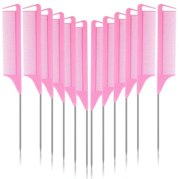 12 Pieces Parting Comb with Stainless Steel Pintail for Hair Styling Hairdressing (Pink)
12 Pieces Parting Comb with Stainless Steel Pintail for Hair Styling Hairdressing (Pink)