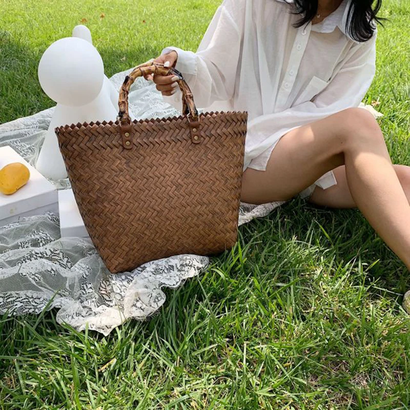 Gusure Open-Top Straw Handbag - Hollow Weave Summer Essential 7 H26bca607c9254a519a99a944aa5667d76