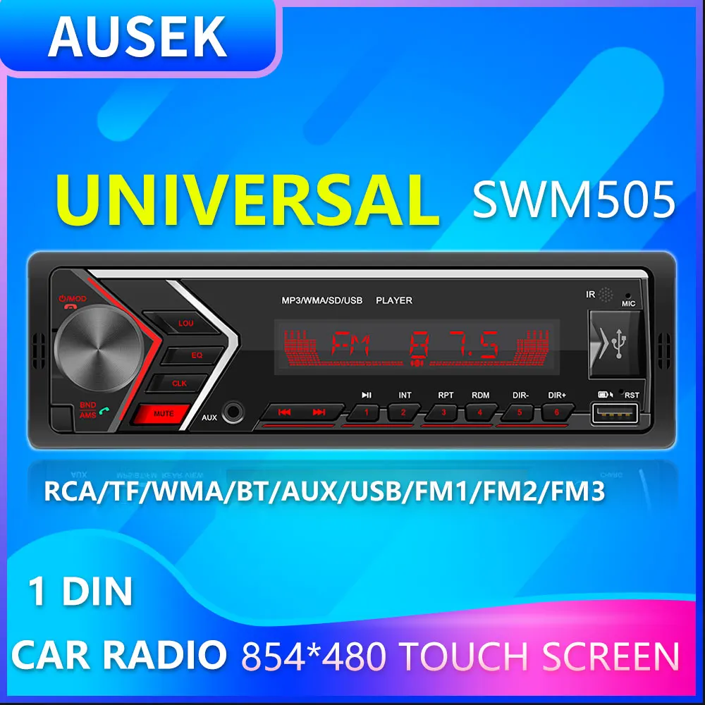 AUSEK Car Radio 1din Autoradio 12V Aux Input Receiver Bluetooth Stereo Radio MP3 Multimedia Player Support FM/WMA/USB/SD Card
AUSEK Car Radio 1din Autoradio 12V Aux Input Receiver Bluetooth Stereo Radio MP3 Multimedia Player Support FM/WMA/USB/SD Card